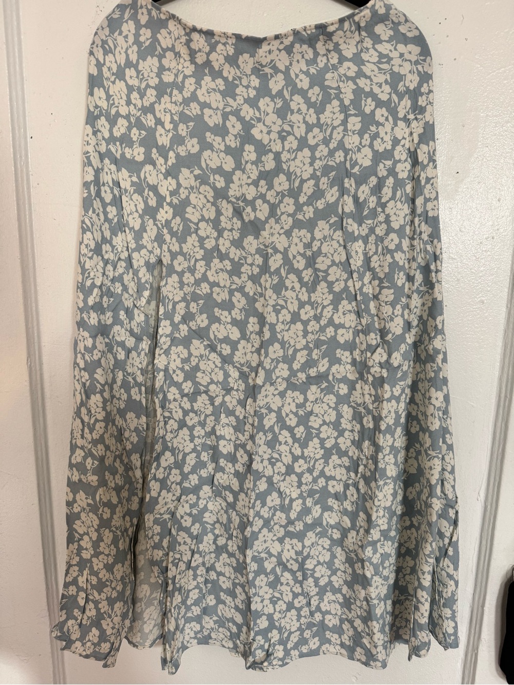Reformation Pale Blue and White Floral A-Line Skirt